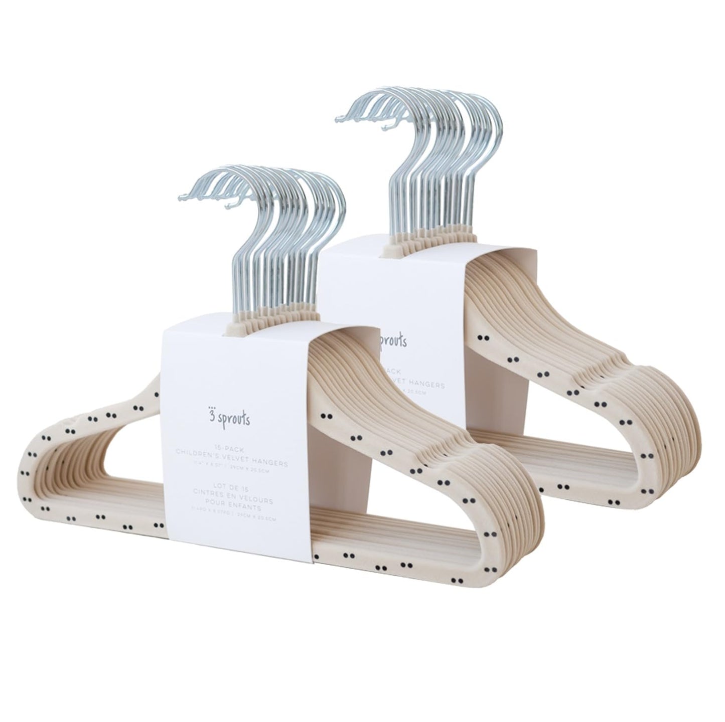 Perchas de terciopelo para bebé, 3 brotes – percha de ropa antideslizante para bebé, ropa de bebé, perchas de clóset para niños con diseño delgado, colores nórdicos, paquete de 30 unidades, doble