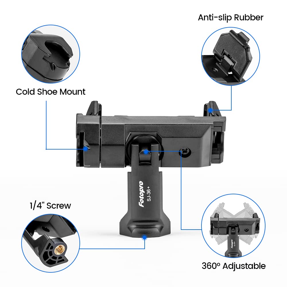 Trípode Fotopro Giratorio con Adaptador Universal para Teléfono Celular