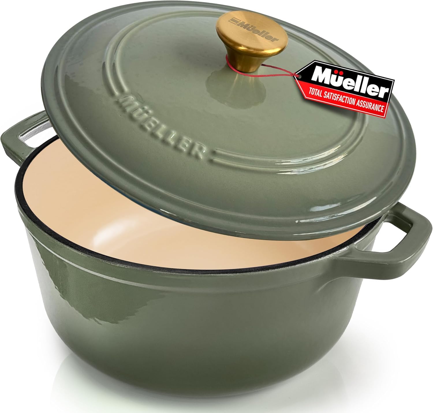 MÜELLERHOME - Horno holandés de hierro fundido esmaltado de 4.5 cuartos para hornear pan de masa madre, resistente, apto para horno hasta 500 °F y en todas las estufas, cazuelas, accesorios de cocina