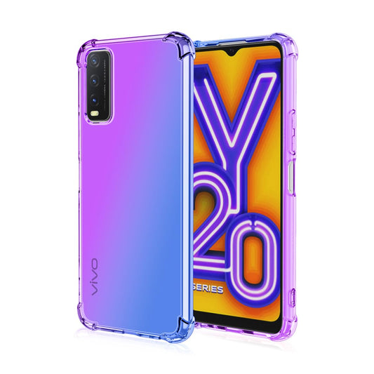 DABUNA Funda para Vivo Y20 2020/Y20 2021/Y20S/Y12S/Y11s/Y20G/Y20i Case Uso Rudo,Transparente Colores Degradados Protectora de Cámara Anticaída Carcasa Bumper(Púrpura Azul)