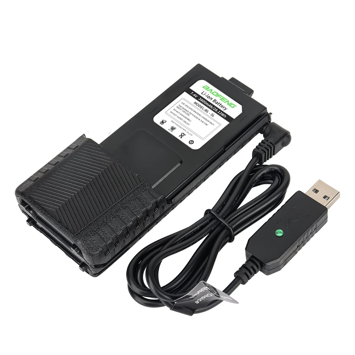 BAOFENG - Paquete de 2 baterías extendidas UV-5R BF-F8HP de 3800 mAh compatibles con UV5R BF-8HP GT-5R UV-5RX3 RD-5R UV-5RTP UV-5R MK2 MK3X MK5 Plus - Baterías de radio de jamón