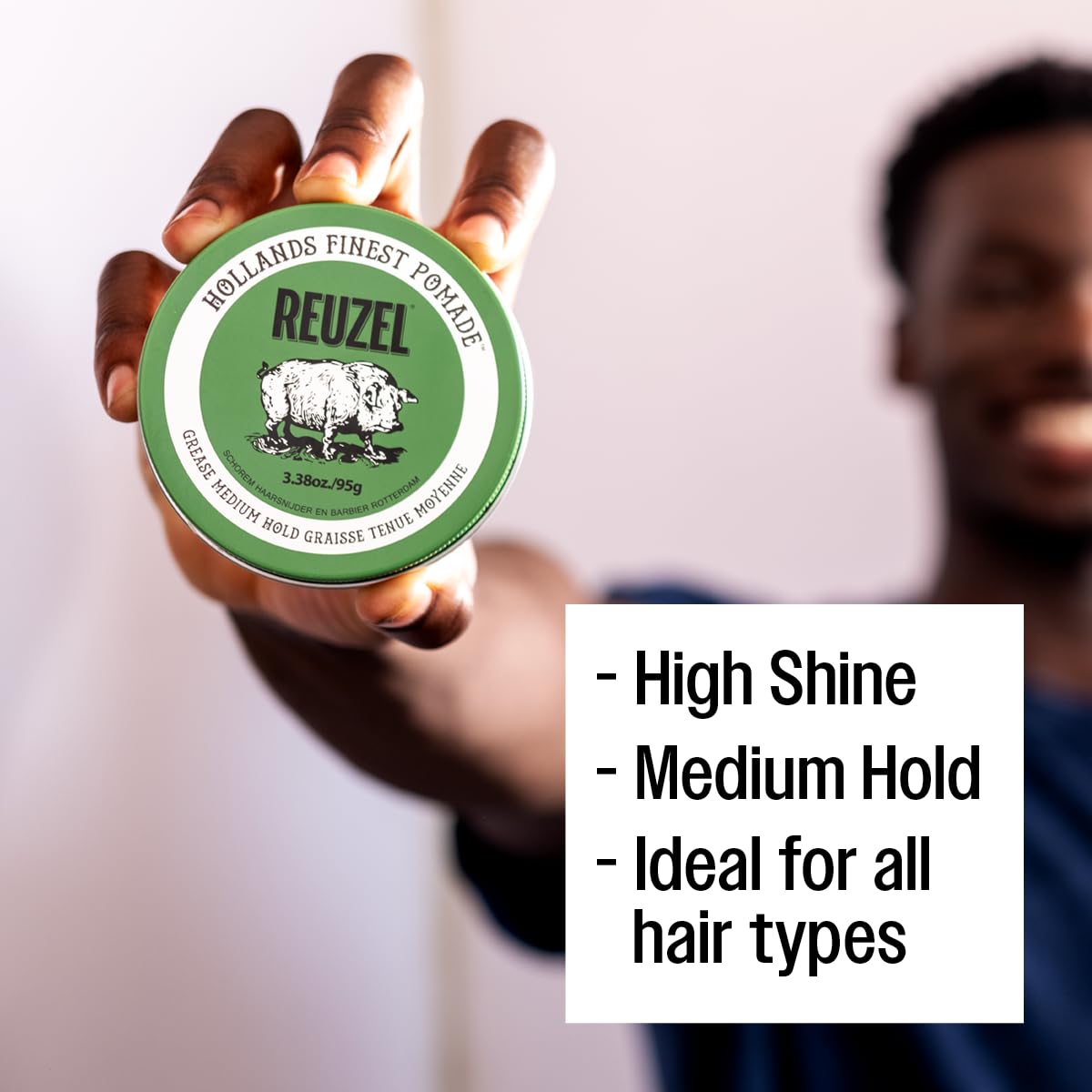 Reuzel Green pomada de vaselina de fijación media - Fórmula vegana con aceite concentrado para peinar, fijación orgánica y firme - Sin brillo define y embellece el cabello - Fragancia original - 113 g