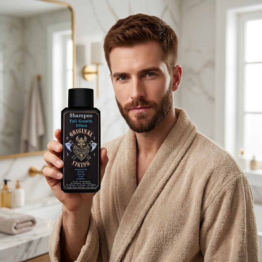 ORIGINAL VIKING | Shampoo Full Growth Effect. Shampoo Premium de Crecimiento con proteínas, extractos, sin formaldehídos, sin parabenos, sin alcohol, sin sal añadida, sin siliconas. 400ml