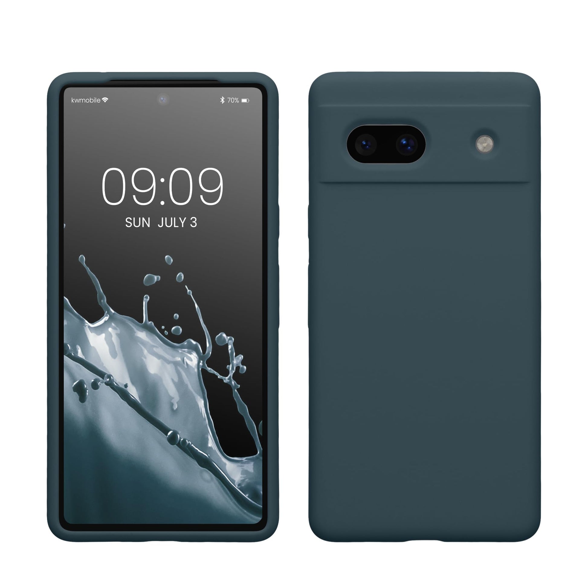kwmobile Carcasa Compatible con Google Pixel 7a Funda - Case TPU y Silicona antigolpes - Apto Carga inalámbrica - Pizarra Oscura