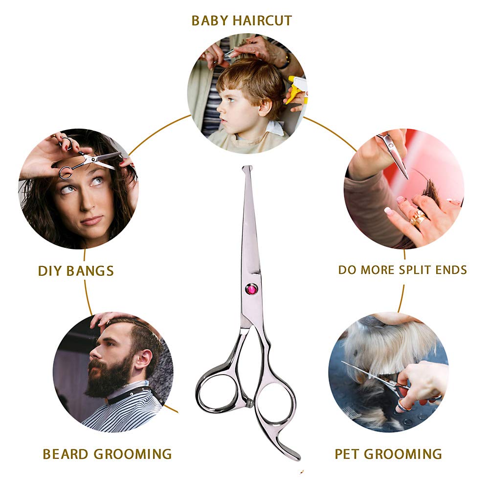Juego de tijeras de corte de pelo para niños, profesional, 6.5 pulgadas, con cabeza redonda, kit de tijeras de corte de pelo con tijeras de corte, tijeras de adelgazamiento, juego de tijeras de