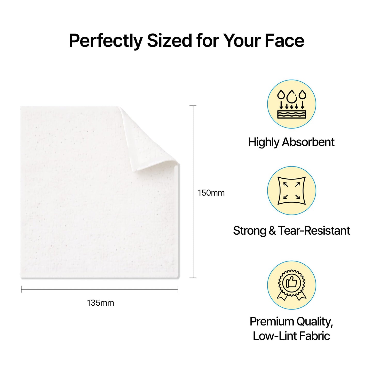 ClearDea Toallas faciales Clean Derma (60 unidades) – Toallas faciales desechables de un solo uso, 100% algodón sin blanquear, toallas suaves y de baja pelusa para el cuidado diario de la piel y el m
