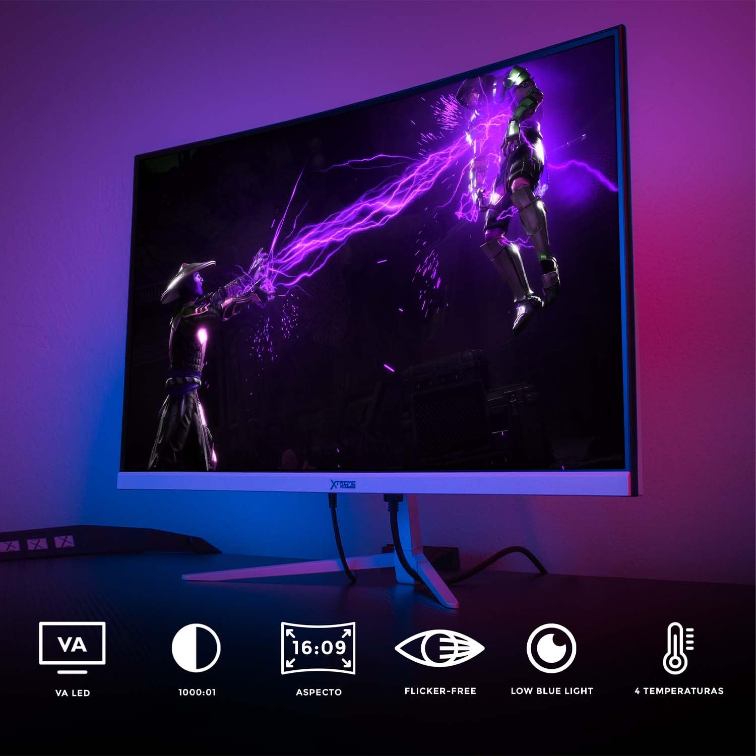 Monitor Gamer XTREME PC GAMING Blanco Curvo Clarity 23.8" 4ms 100Hz FHD VA HDMI