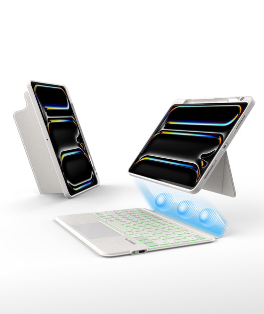 Funda con Teclado Bluetooth EIP iPad Pro 11 Pulgadas magnética Desmontable con Trackpad y Teclas Retroiluminadas 7 Colores