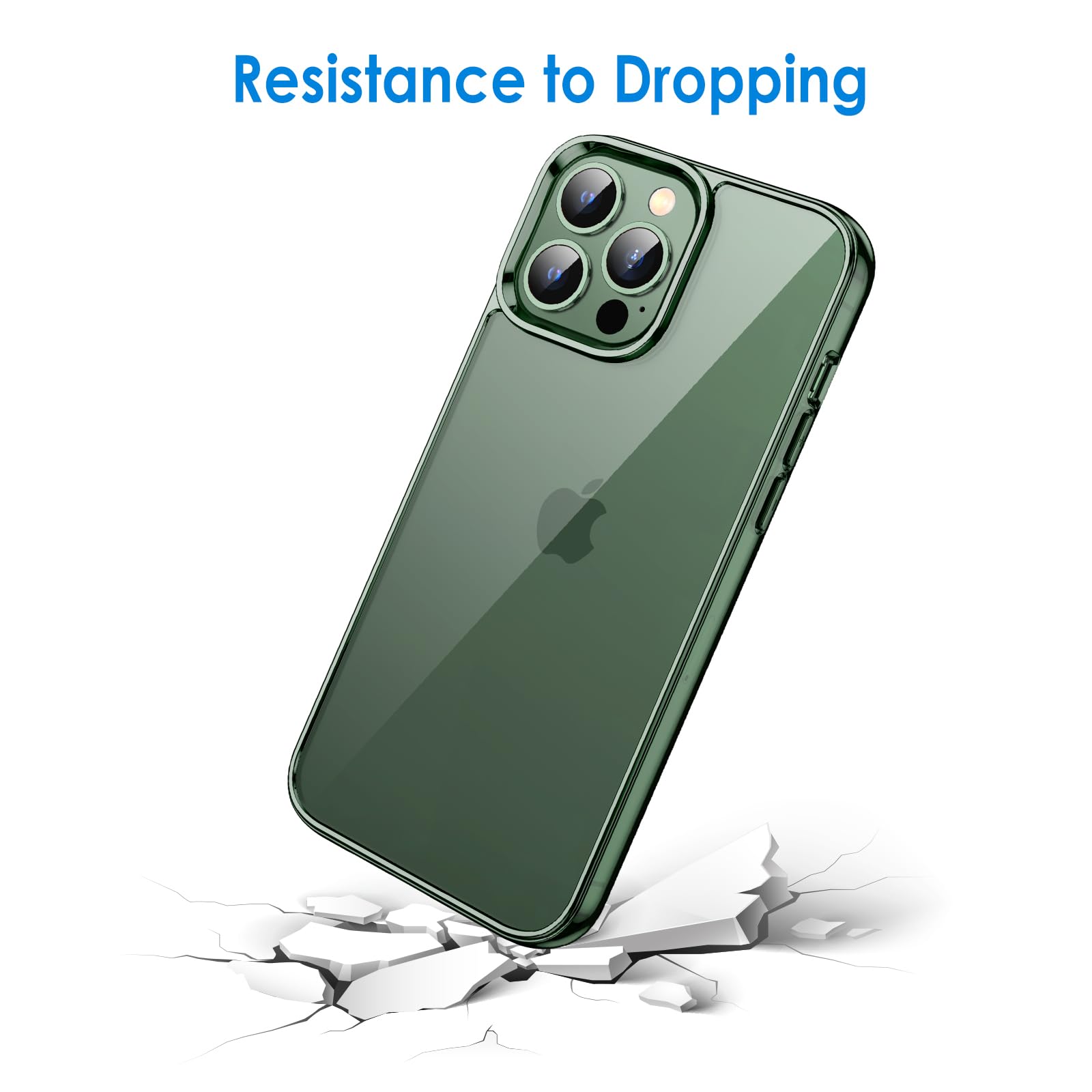 JETech Funda para iPhone 13 Pro MAX 6,7 Pulgadas, Anti-Amarillo Carcasa de Parachoques Prueba Golpes, Respaldo Transparente Antiarañazos (Verde Alpino)