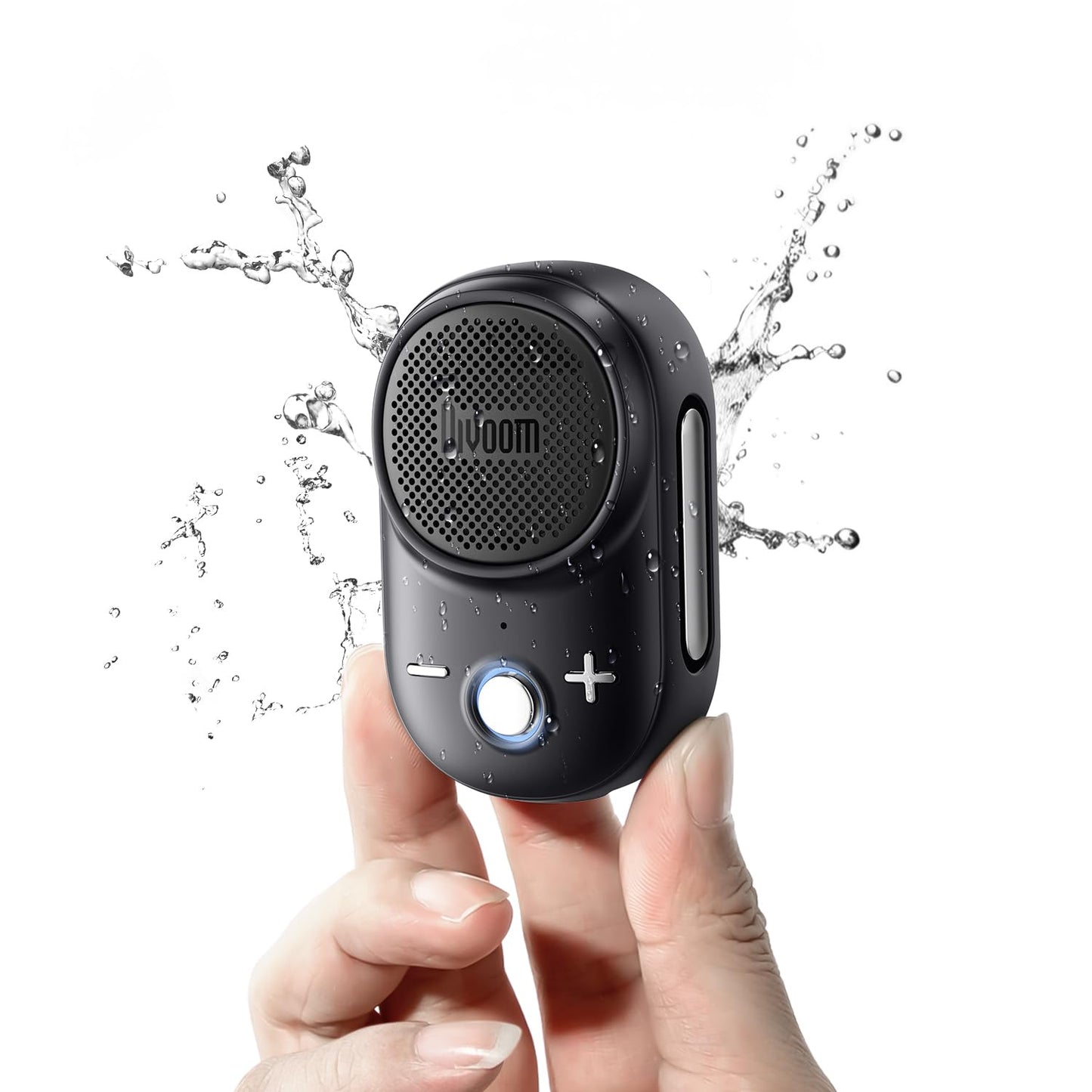 Divoom Itour-S Mini Altavoz Bluetooth portátil con micrófono, Altavoz portátil con Clip, Audio Grande y Graves impactantes, IP67 Impermeable, Tiempo de reproducción de 10 Horas, para el Lugar de