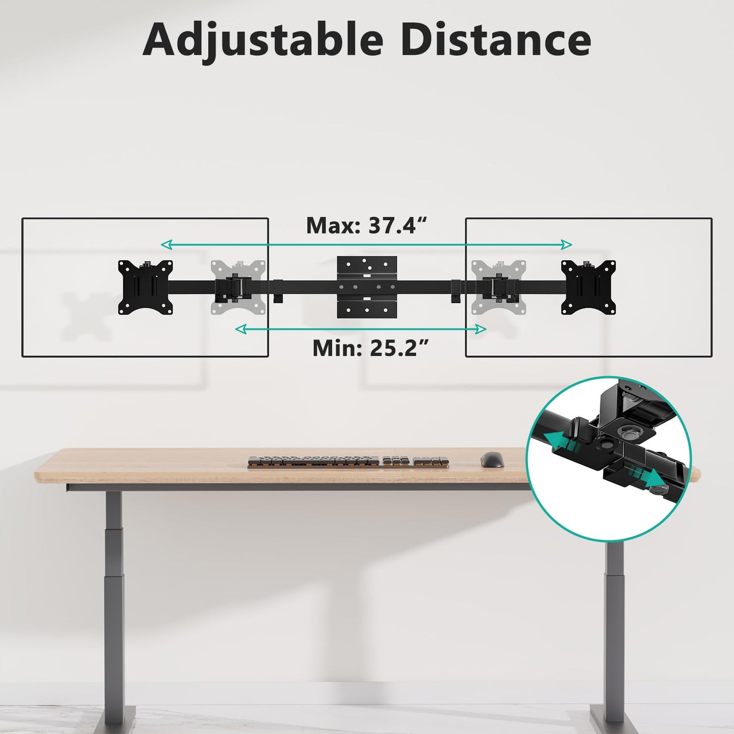 Soporte para Monitor WALI Negro Ajustable Ultraancho para 2 Pantallas