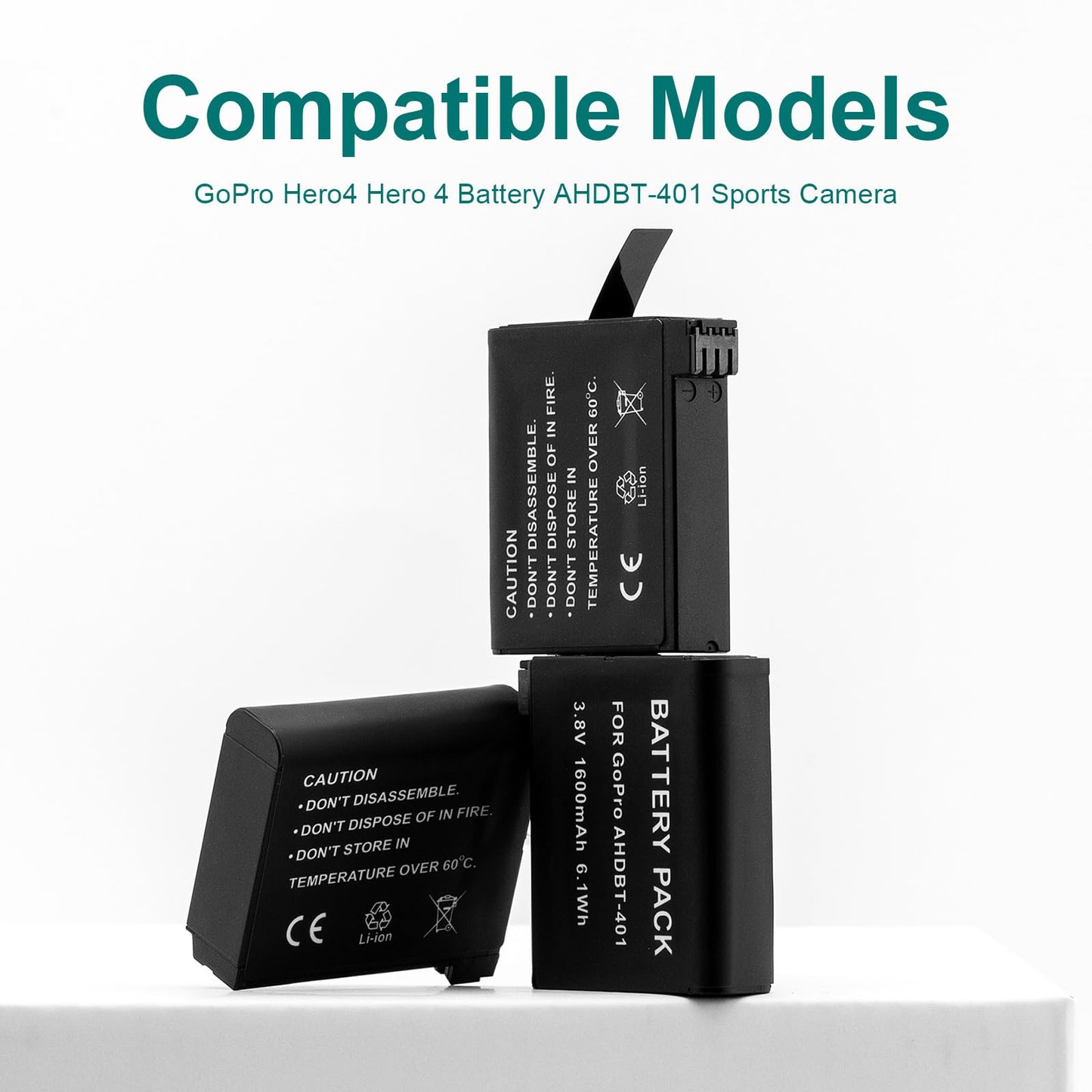 BCMCZCDC - Paquete de 3 baterías digitales AHDBT-401 AHDBT401 AHBBP-401 y cargador USB dual AHDBT 401 para cámara GoPro Hero4 HERO4