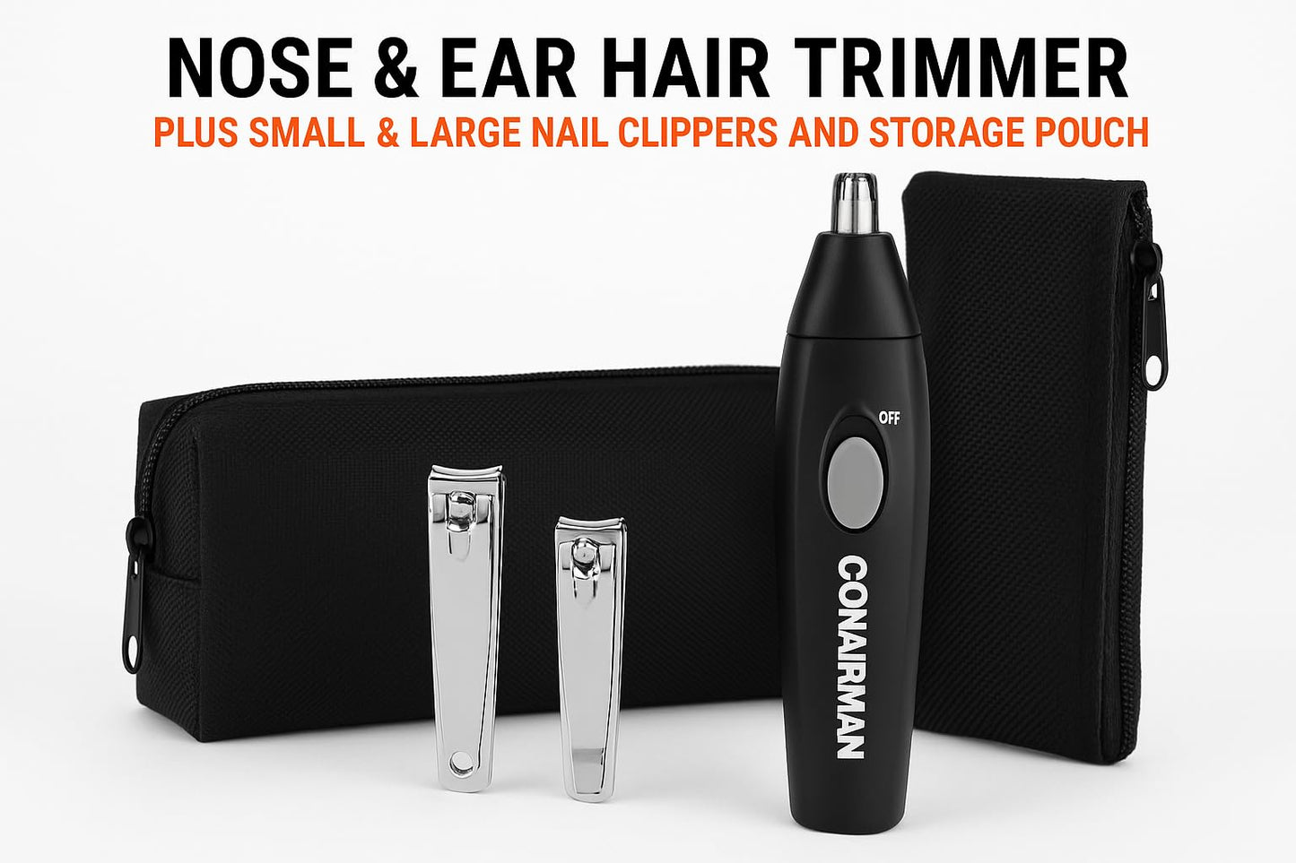 ConairMan - Kit de recortadora de nariz y oído, 4 piezas con cortaúñas y bolsa de almacenamiento