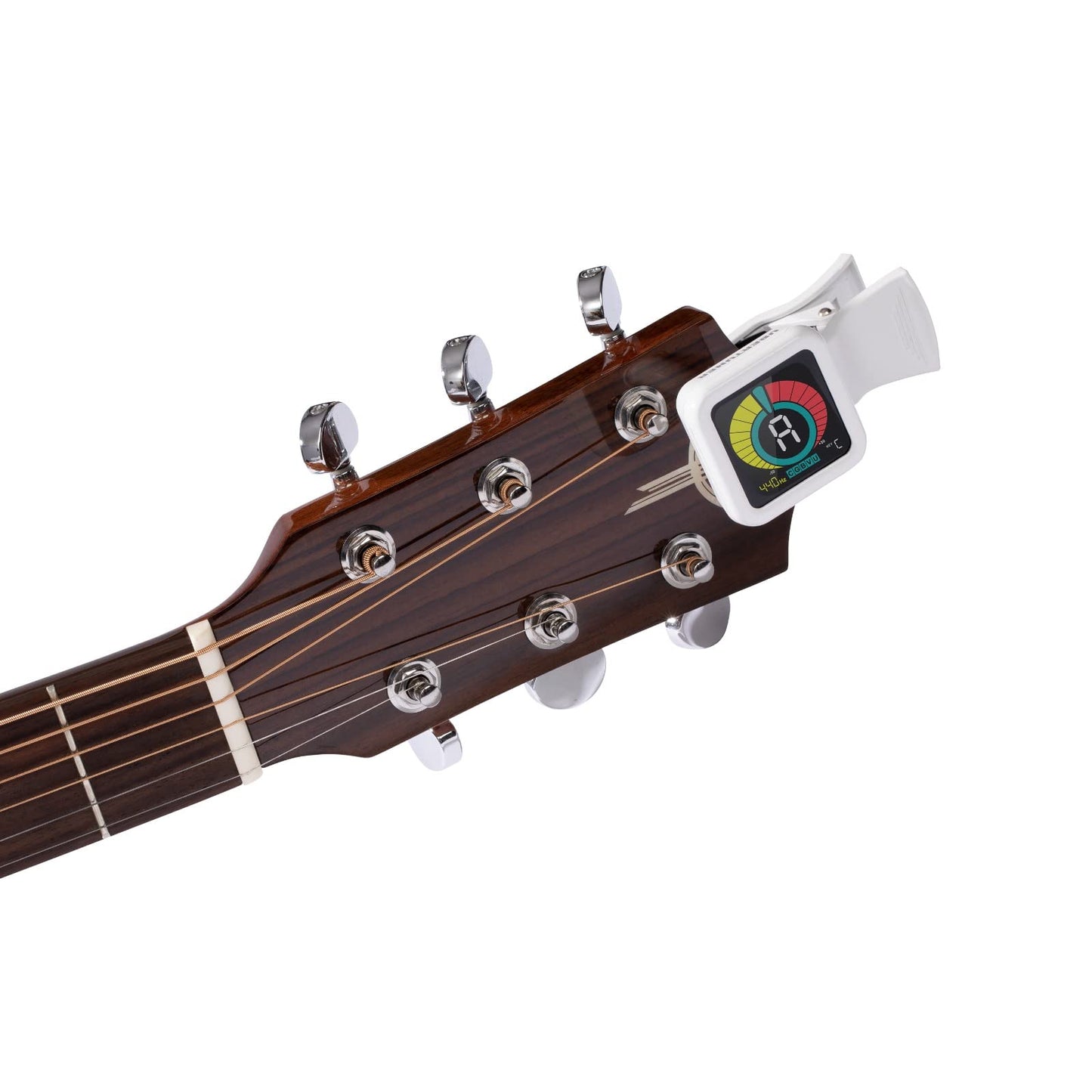 KLIQ UberTuner, sintonizador profesional de clip para guitarra, bajo, ukelele, violín, mandolina, banjo y todos los instrumentos, afinación cromática rápida y precisa con modos multi-tecla, blanco