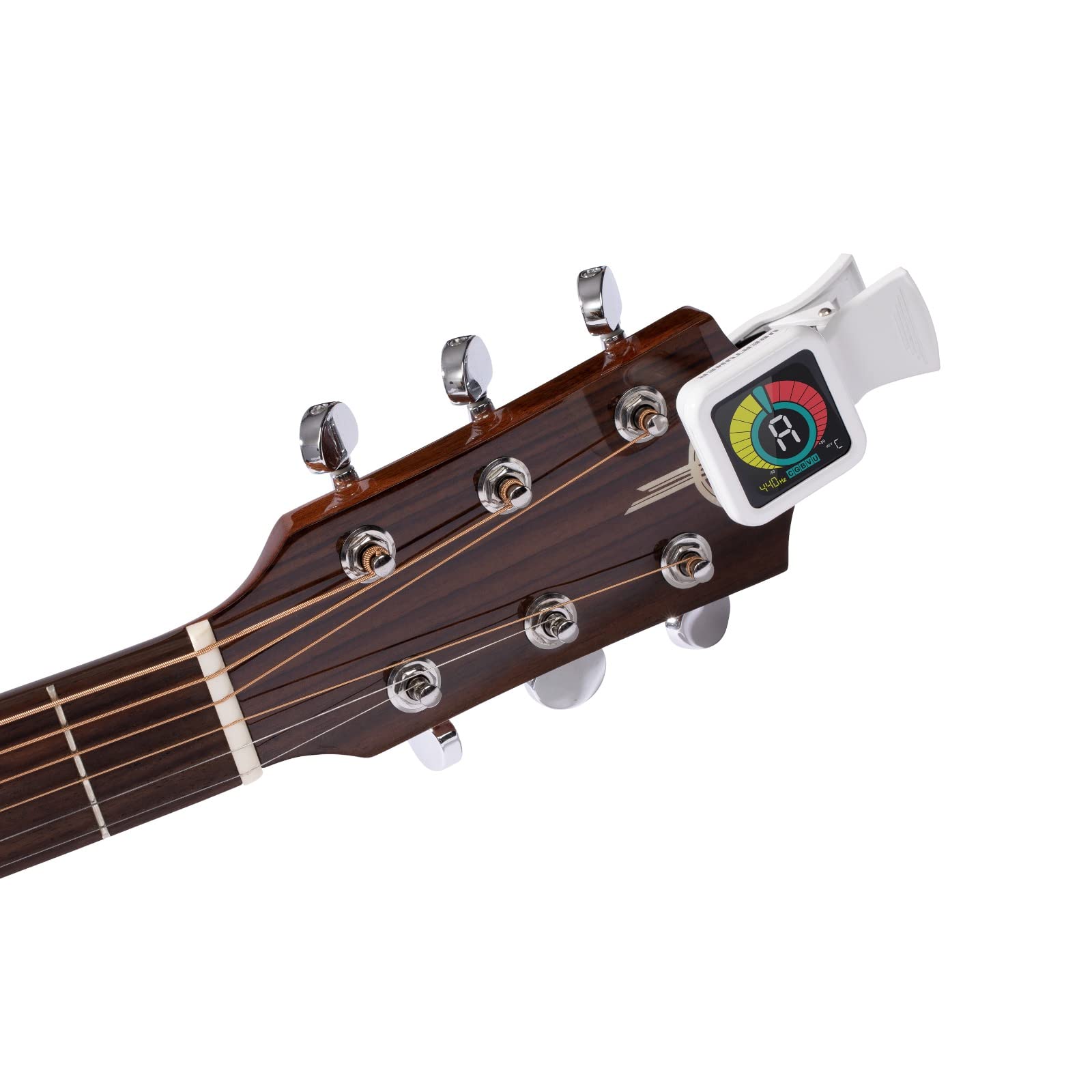 KLIQ UberTuner, sintonizador profesional de clip para guitarra, bajo, ukelele, violín, mandolina, banjo y todos los instrumentos, afinación cromática rápida y precisa con modos multi-tecla, blanco