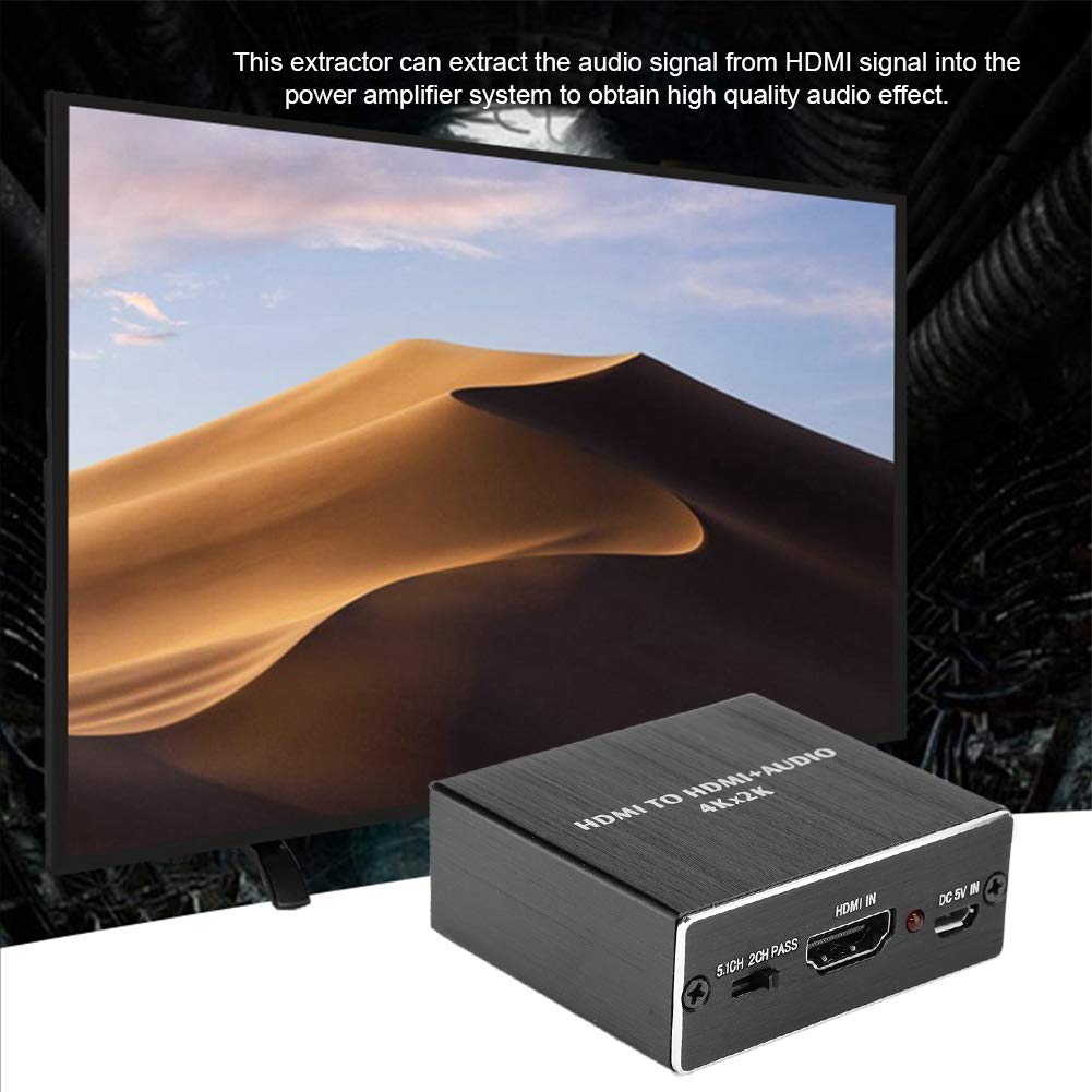 Convertidor de Audio Digital a analógico, 4K x 2K HDMI 1.4 Extractor de Audio 5.1 Adaptador de Convertidor de fibra óptica de Canal de Sonido para Reproductor/Amplificador de DVD