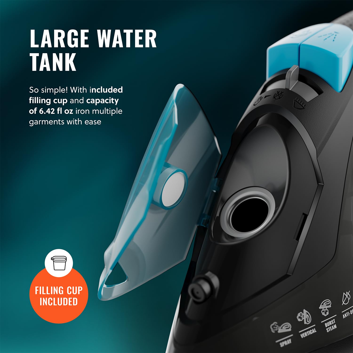 PurSteam Professional - Plancha de vapor de 1250 W, potente vaporizador con ráfaga de vapor y pulverización, suela antiadherente, fácil control de temperatura y apagado automático