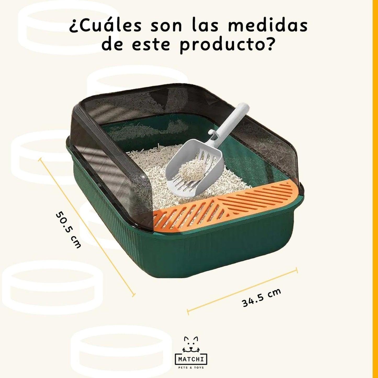 Arenero Grande para Gato MATCHI Negro con Extensión y Pala Limpiadora