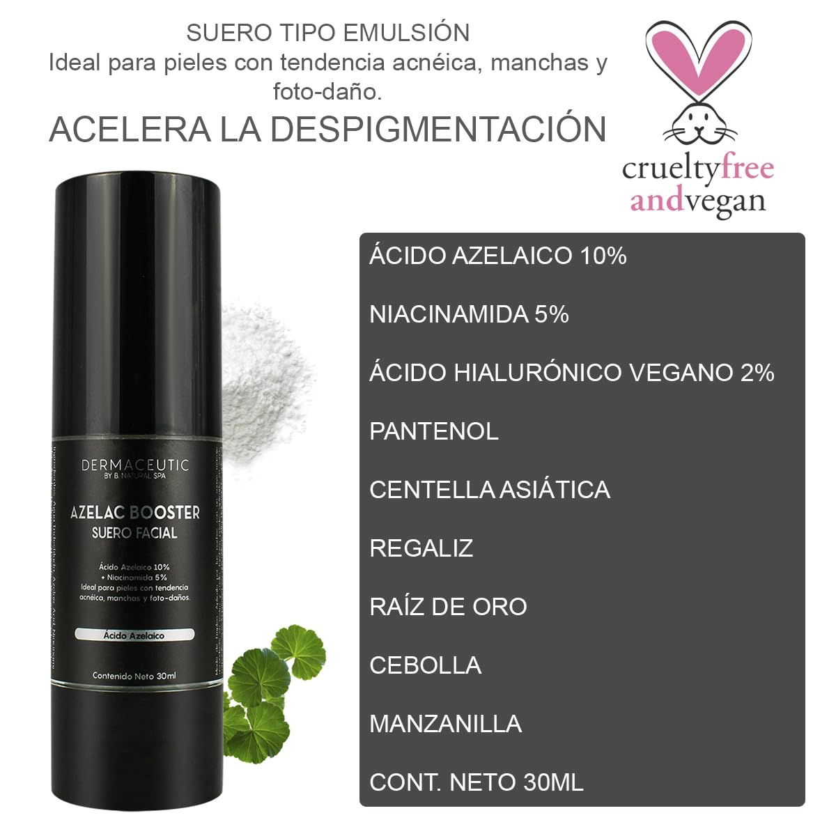 Booster Azelaico 10% + Niacinamina 5% Combate melasma y manchas rebeldes