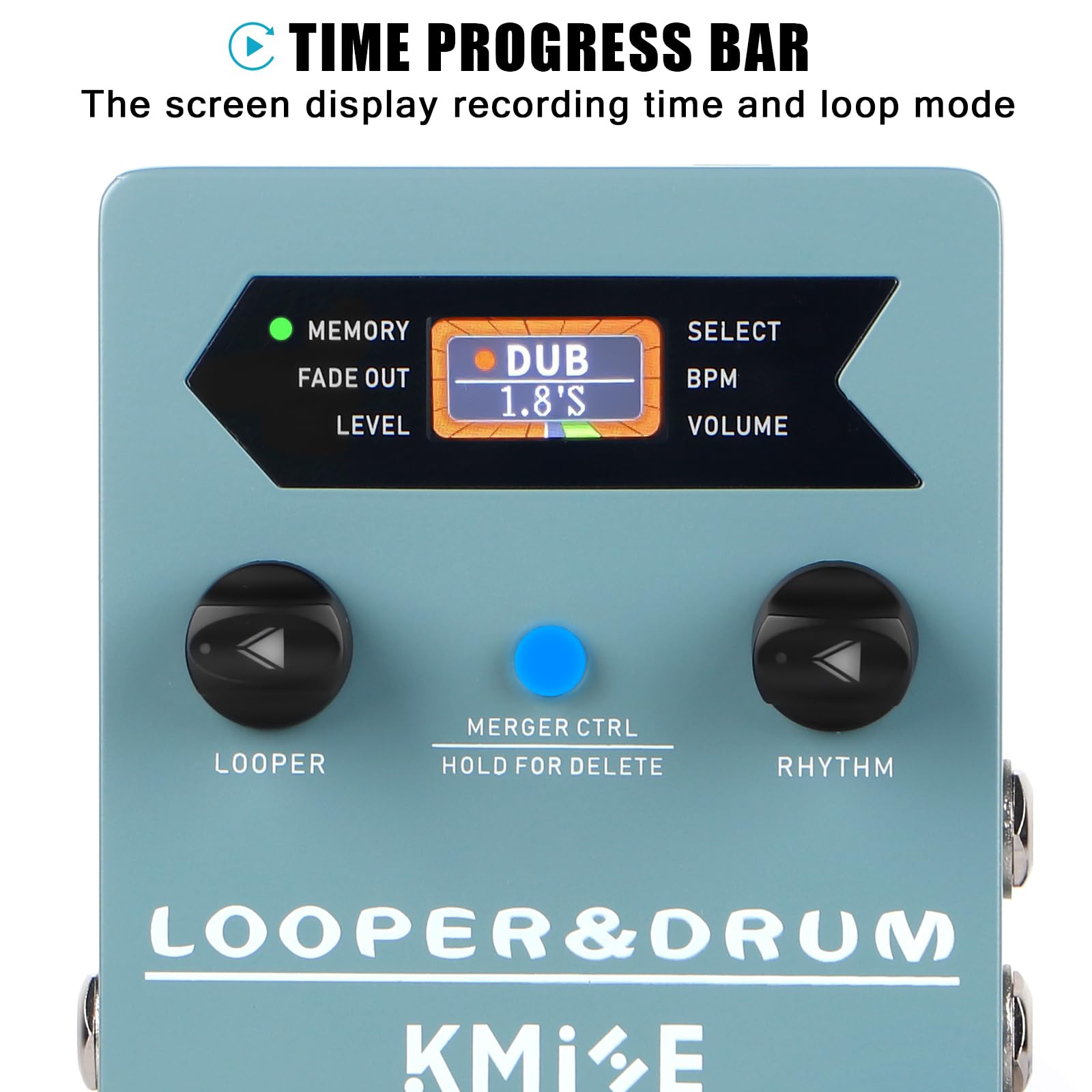 KMISE Loop Pedal & Drum Machine 2 en 1, pedal estéreo para guitarra con 100 estilos de ranuras de tambor, 40 ranuras 160 minutos de capacidad de grabación de looper compatible con