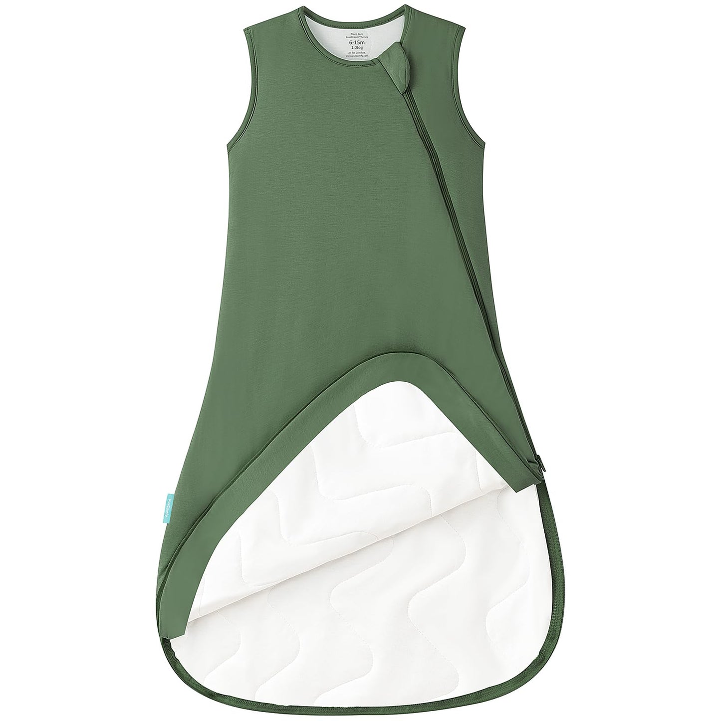 PurComfy Saco de Dormir Supersuave 1.0 TOG, Saco de Dormir Premium de Bambú y Viscosa para Bebé, Saco de Dormir con Cremallera Segura de 2 Vías 0-3 Meses (Bosque)