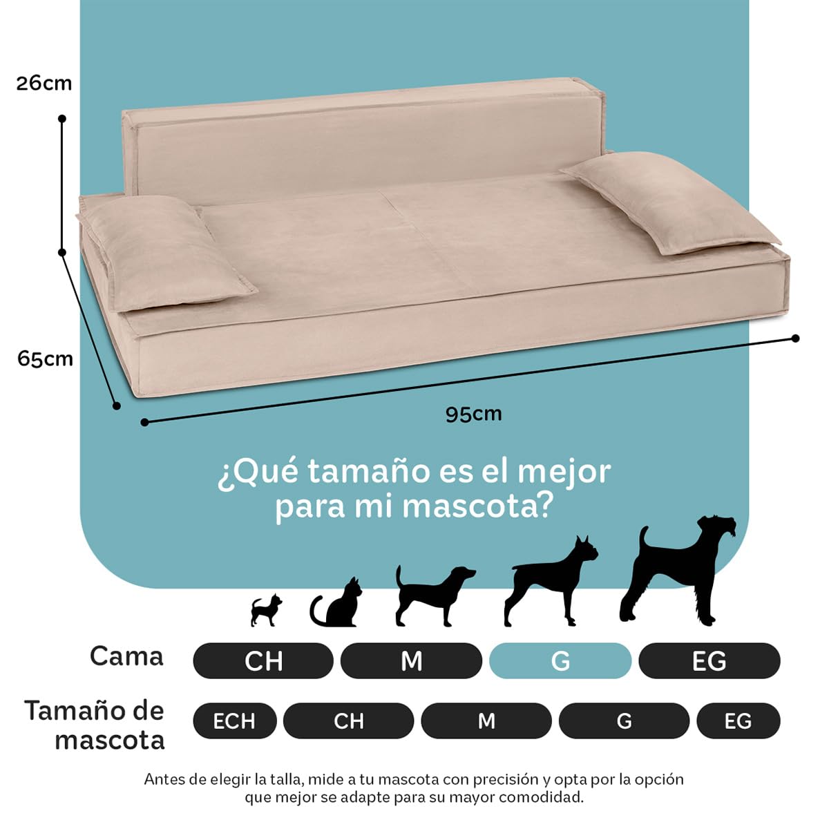 Sofá Cama Ortopédica ESQUIMAL Champagne con Funda Lavable para Perros y Mascotas Grande