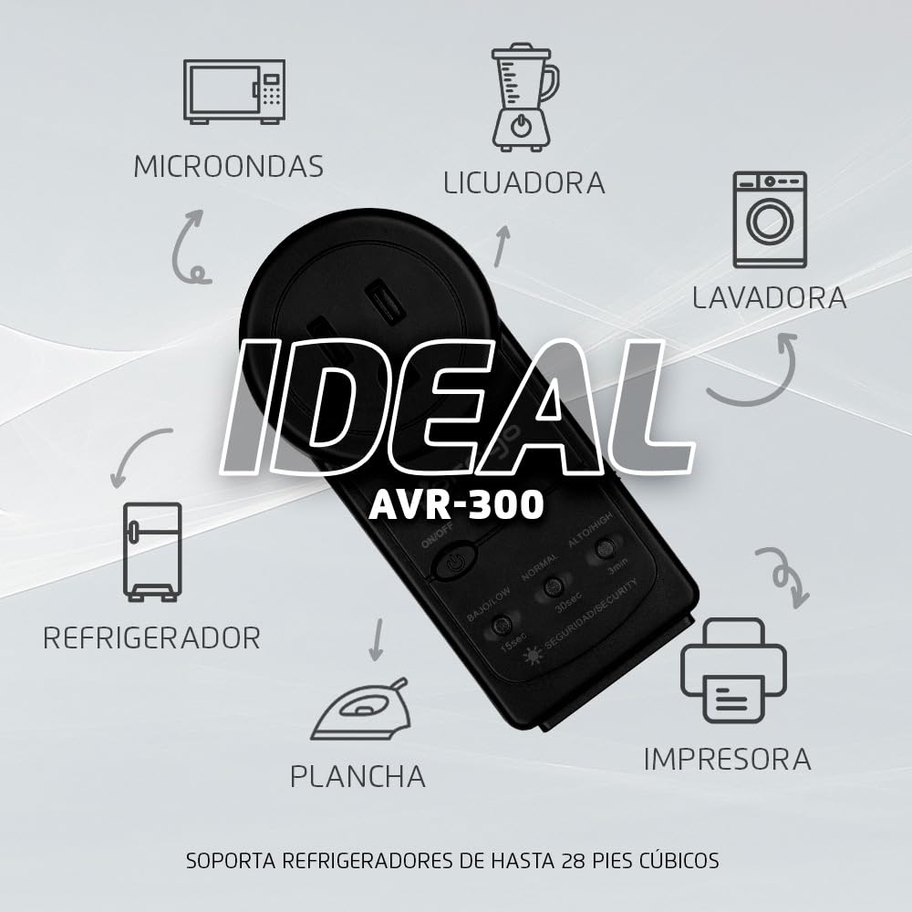 Protector de Voltaje Vorago AVR-300 Gris con Supresor de Picos 900 Joules para PC y Electrodomésticos