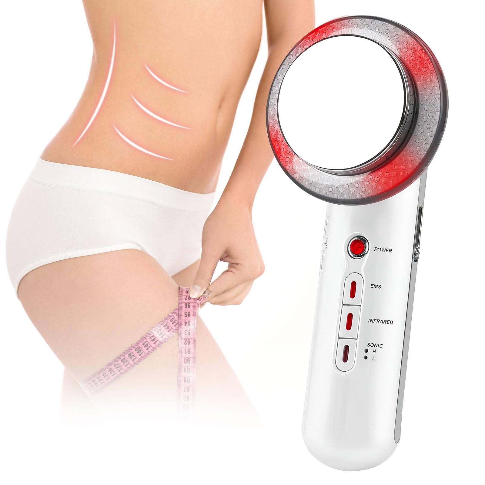 Masajeador Ultrasónica de Cavitación 3 en 1, EMS Terapia de Luz Infrarroja, Ultrasonido Fisioterapia Máquina Dispositivo Eléctrico,Masajeador Multifuncional para Rostro Mano Brazo Cuello Pie Cuerpo