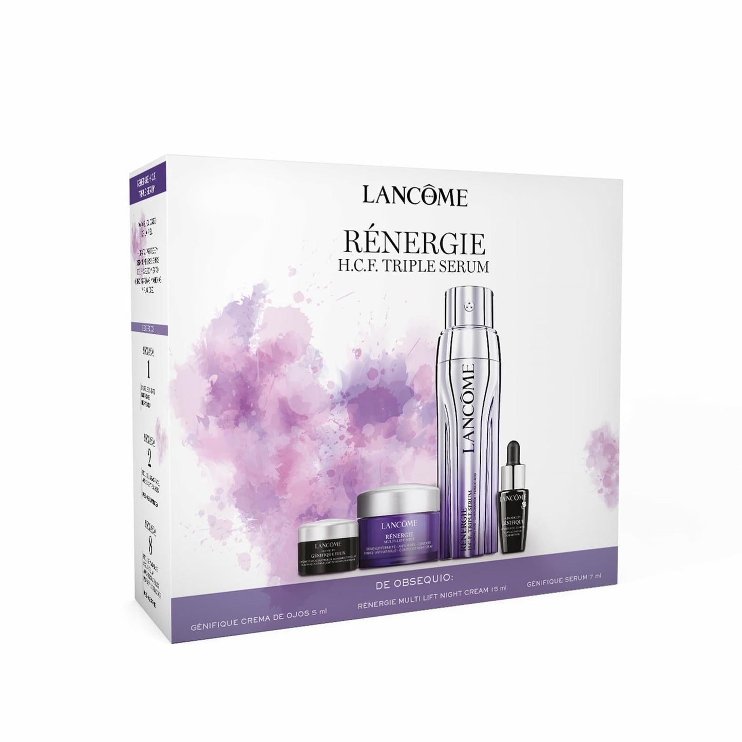 Lancôme, Rénergie, Set de Regalo, Suero Triple Serum Rénergie 50 ml + Crema Génifique Para Contorno de Ojos 5 ml + Suero Advanced Génifique 7 ml + Crema de Noche Rénergie Multi-Lift 15 ml, Hidrata y Elimina Imperfecciones, 4 Piezas