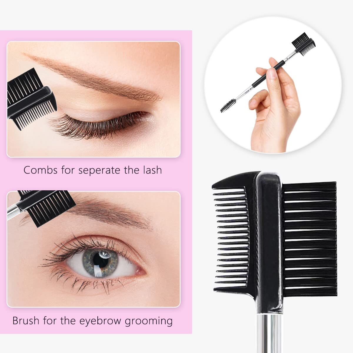 Juego de Rizador de Pestañas y Cepillo de Cejas para Mujeres con Rizador de Pestañas, Peine Separador de Pestañas, Cepillos de Máscara, Pinzas para Extensiones de Pestañas, Cepillo de Cejas Angulado y