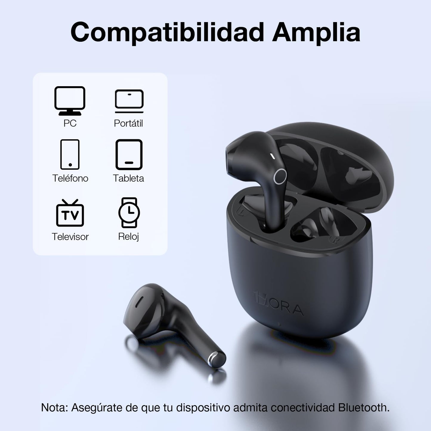 Audífonos Inalámbricos Mini 1 Hora Bluetooth 5.3 Negro para Correr y Escuchar Música