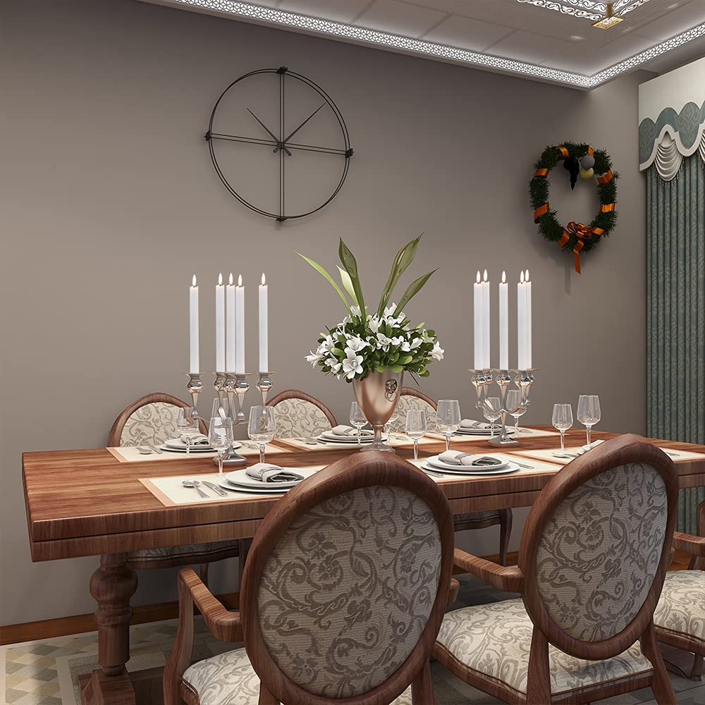 GenSwin - Velas cónicas blancas sin llama parpadeantes con control remoto de 10 teclas, funciona con pilas LED cálidas 3D, velas de ventana de cera real, paquete de 6 unidades, decoración de Navidad