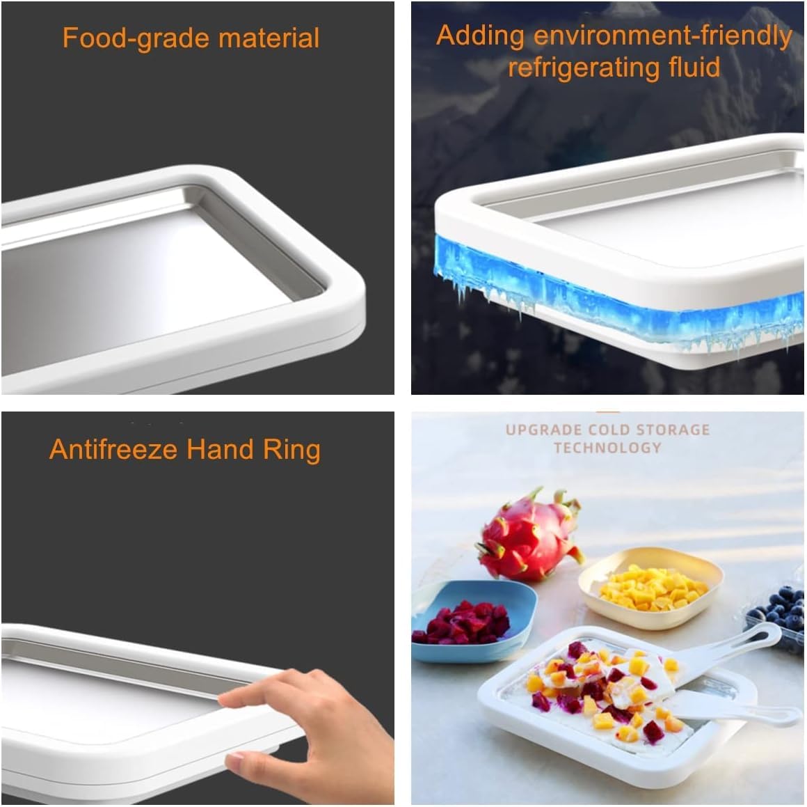 Baotkere - Máquina para hacer helado suave, rosado, manual, incluye 2 raspadores, ideal para helados, gelatina y batidos