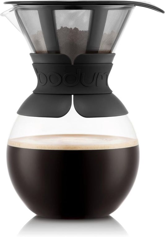 Bodum Pour Over Coffee Maker with Borosilicate Glass Carafe and Stainless Steel Permanent Filter