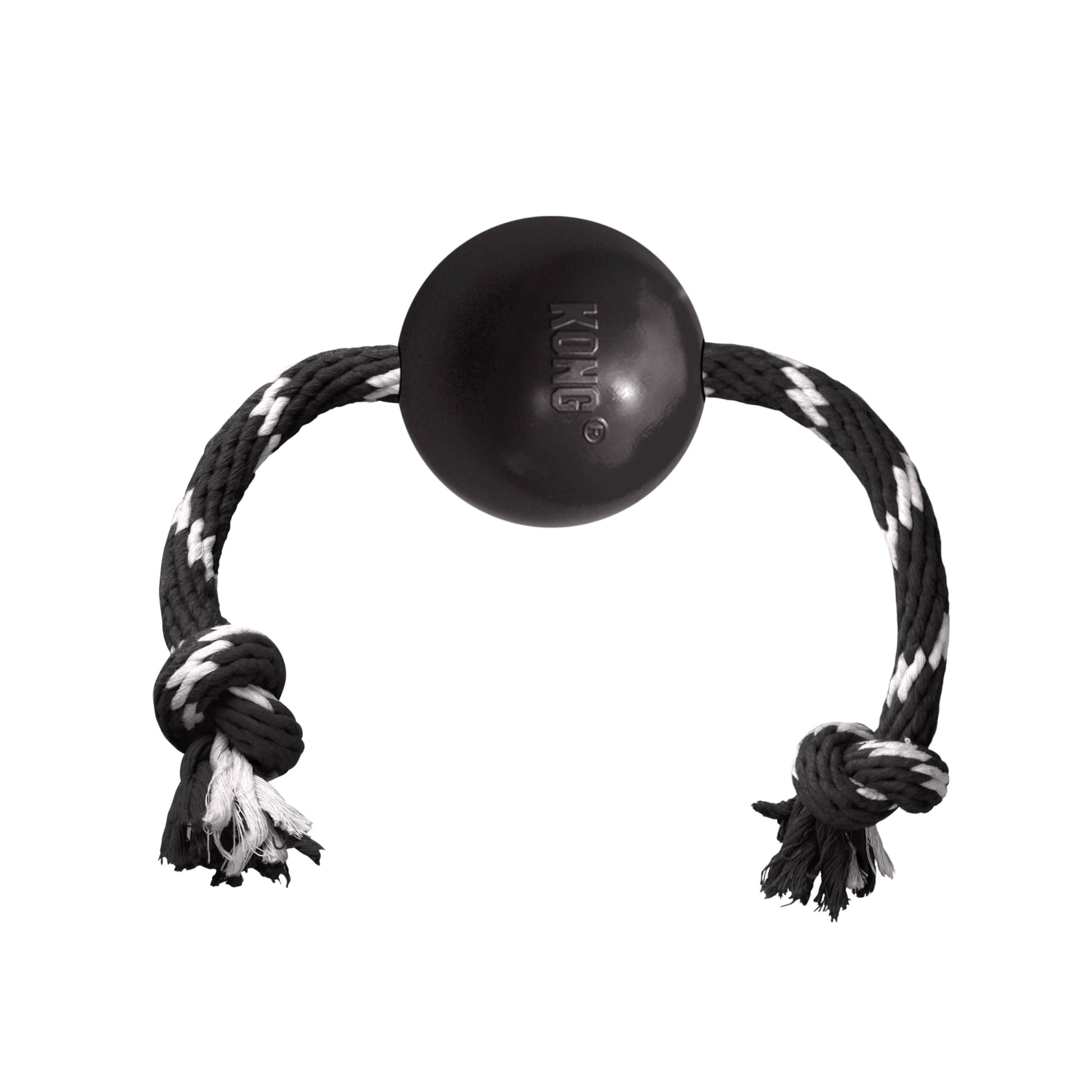 Pelota de Caucho Kong Negra Extreme con Cuerda para Perro