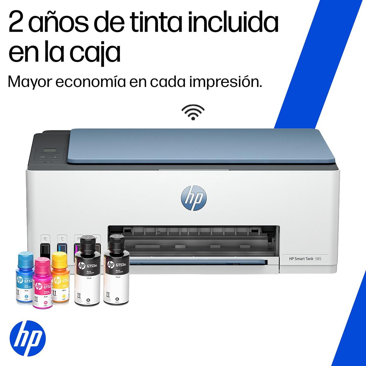 HP Impresora Multifuncional Smart Tank 585, Tinta Continua, Color, Wi-Fi, Dúplex (Doble Cara) Manual, Impresión Desde Smart App, hasta 2 años de Garantía* (1F3Y4A)