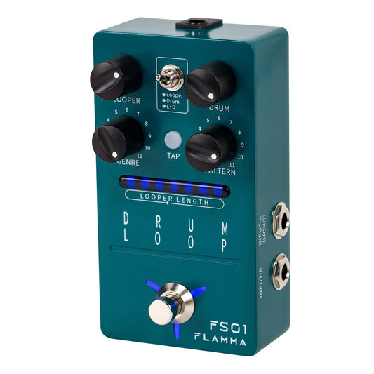 Máquina de Tambor y Pedal de Loopeo FS01 Flamma 121 Ritmos Modo de Mezcla