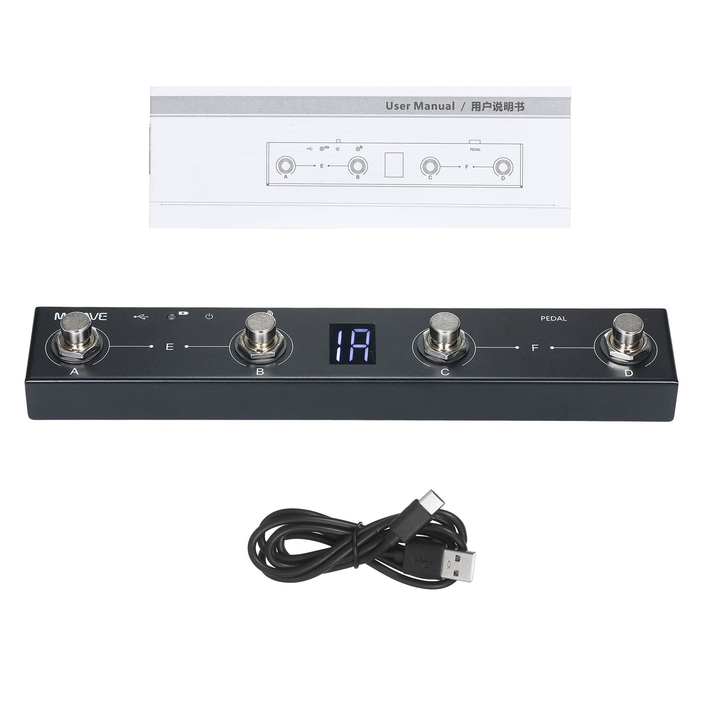 BHCASE midi controller, Controlador MIDI inalámbrico recargable 4 botones Controlador de pie MIDI portátil Control de la aplicación del pedal,midi controller
