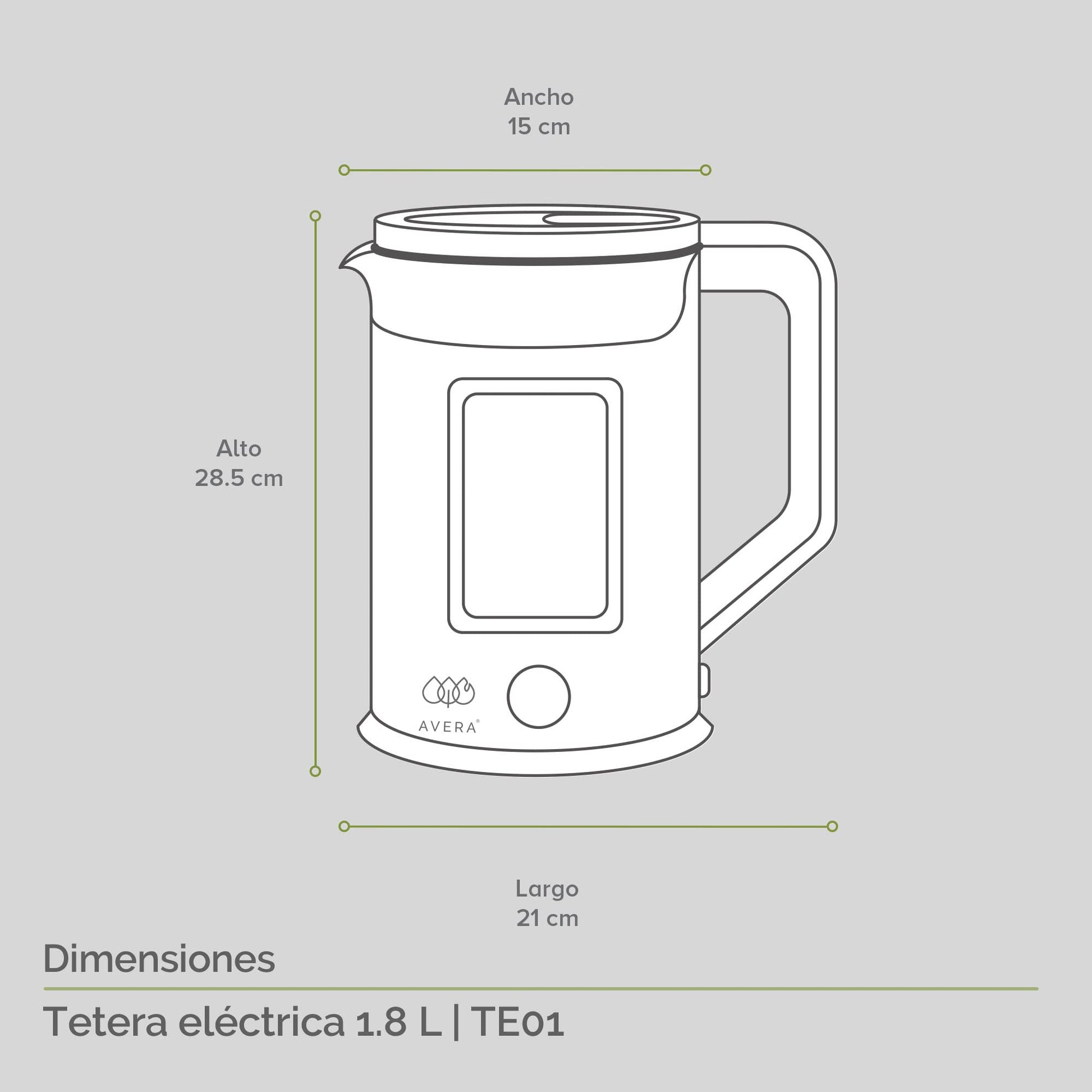 AVERA Tetera Electrica de Vidrio 1.8 Litros 1000W Potencia, Hervidor de Agua Inalambrico, Libre de BPA, Apagado Automatico, Interior Inoxidable, Iluminacion LED, Color Negro