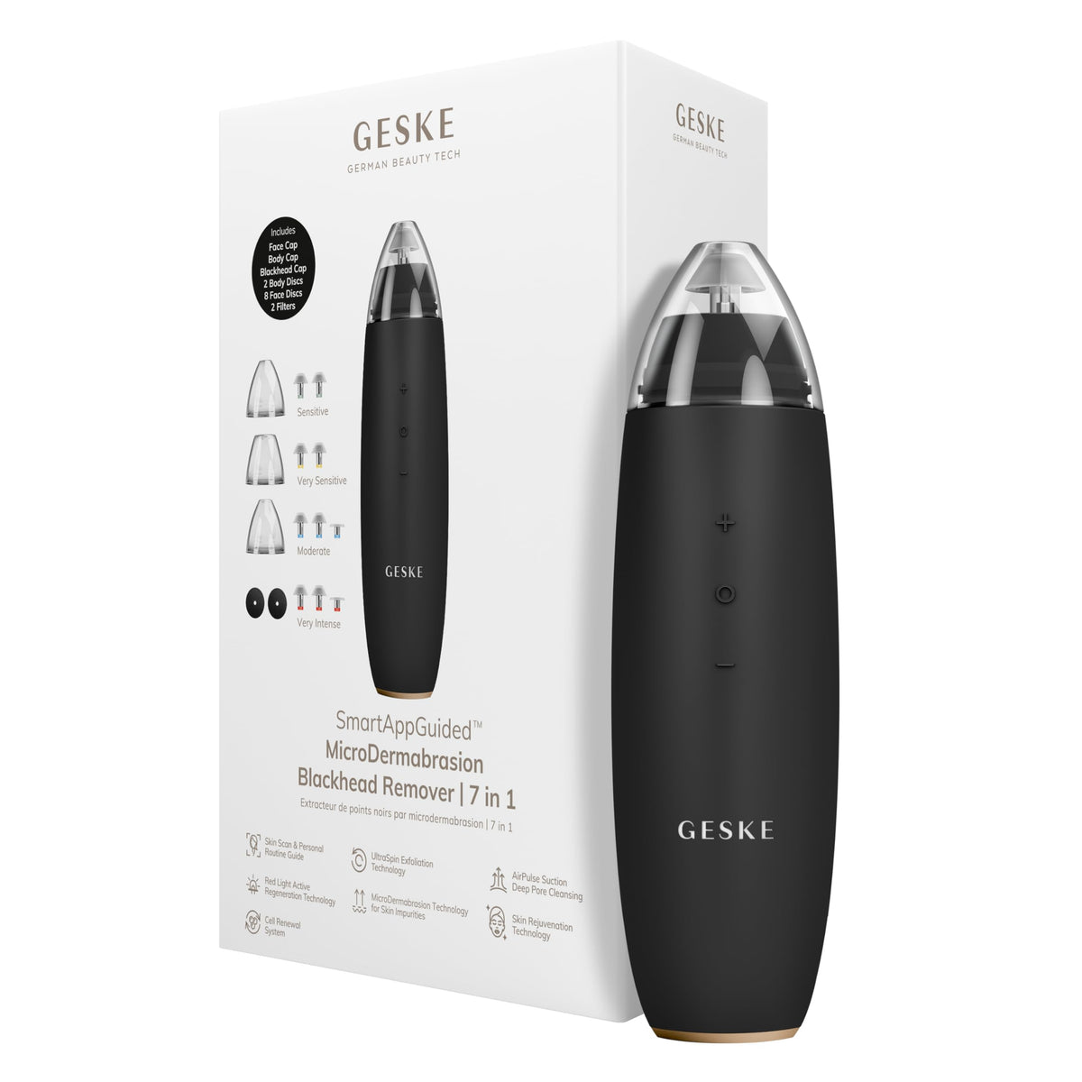 GESKE | SmartAppGuided™ MicroDermabrasion Blackhead Remover | Eliminador de puntos negros 7 en 1 | Limpiador de poros eléctrico | limpieza al vacío innovadora | herramientas de belleza