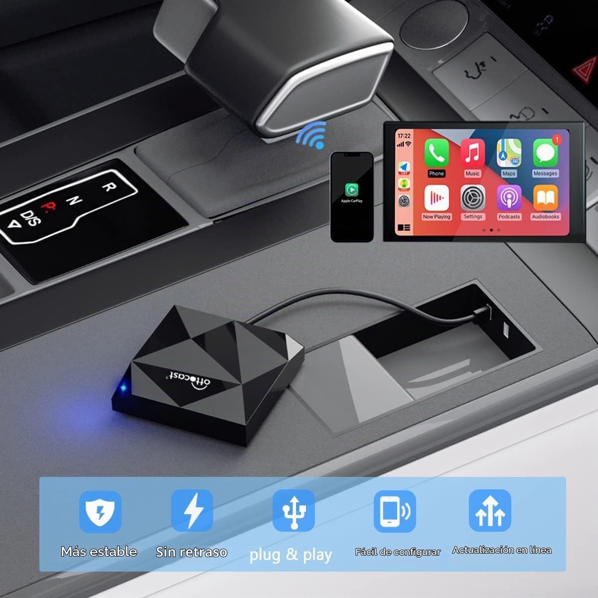 Adaptador inalámbrico CarPlay OTTOCAST U2-Air 2024 5Ghz WiFi Auto Connect para iPhone y OEM