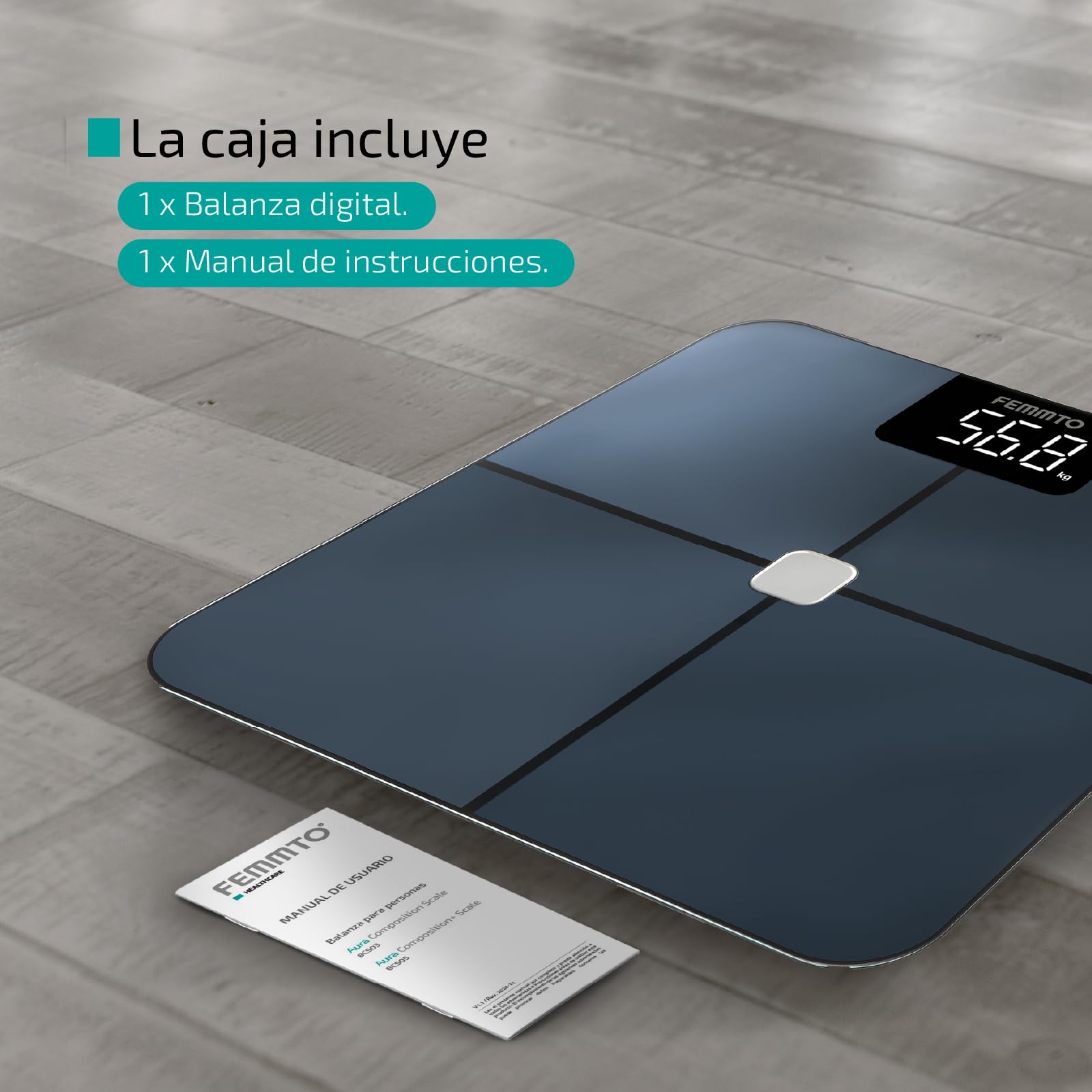 Bascula Corporal Digital Bioimpedancia Inteligente Bluetooth 180kg Personas Peso Pesa Grasa Baño Personal Femmto