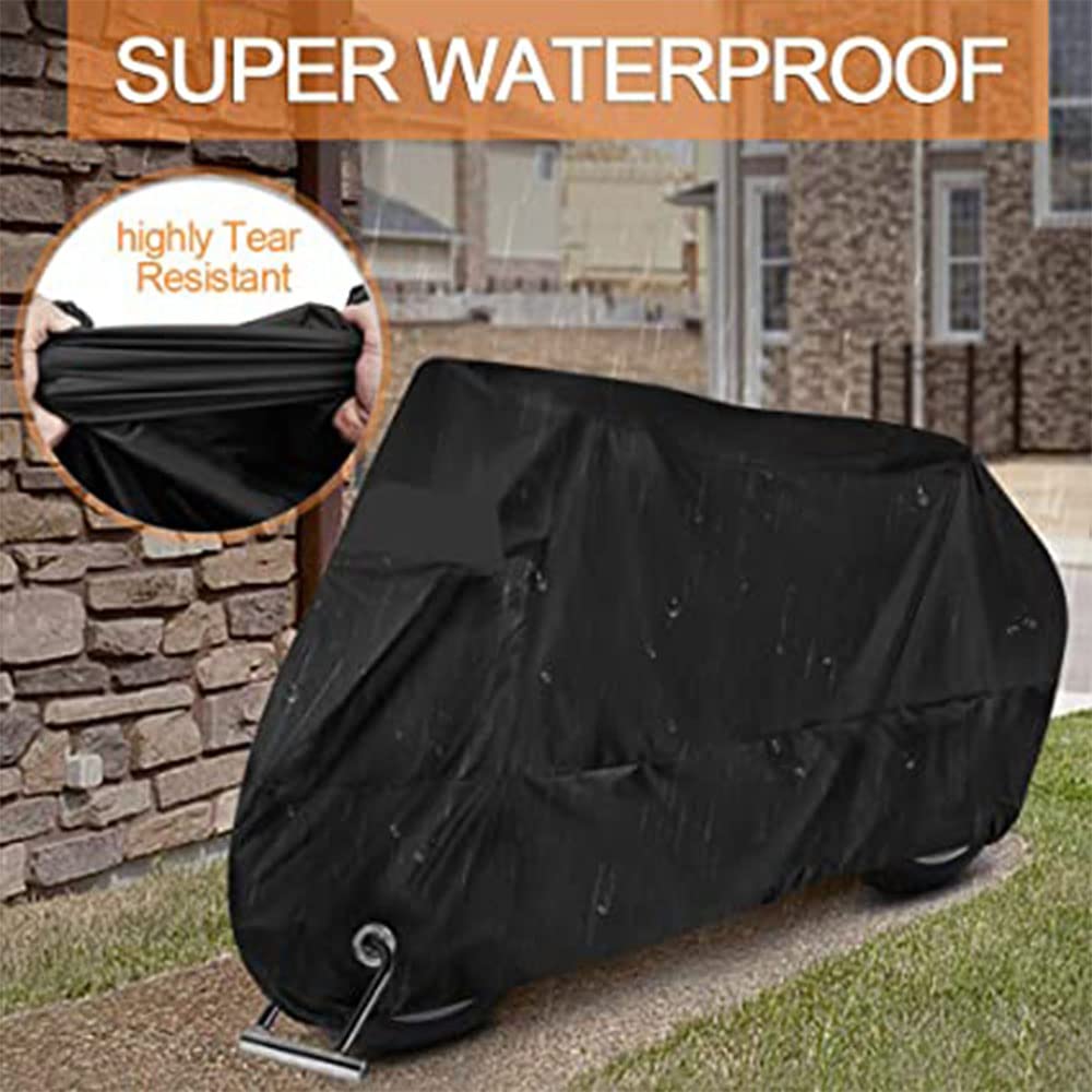Funda para Moto Cubierta de la Motocicleta Oxford - Cubierta para Motocicletas, Funda para Motocicleta Impermeable Protección contra el Polvo, UV, Escombros, Lluvia y Clima (XXL 96pulgadas - Negro)