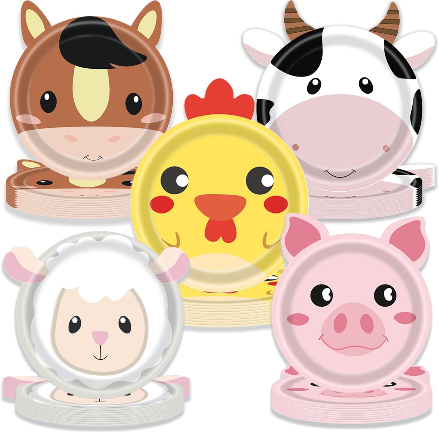 Platos de Papel para Fiestas con Animales de Granja para Cumpleaños y Baby Shower