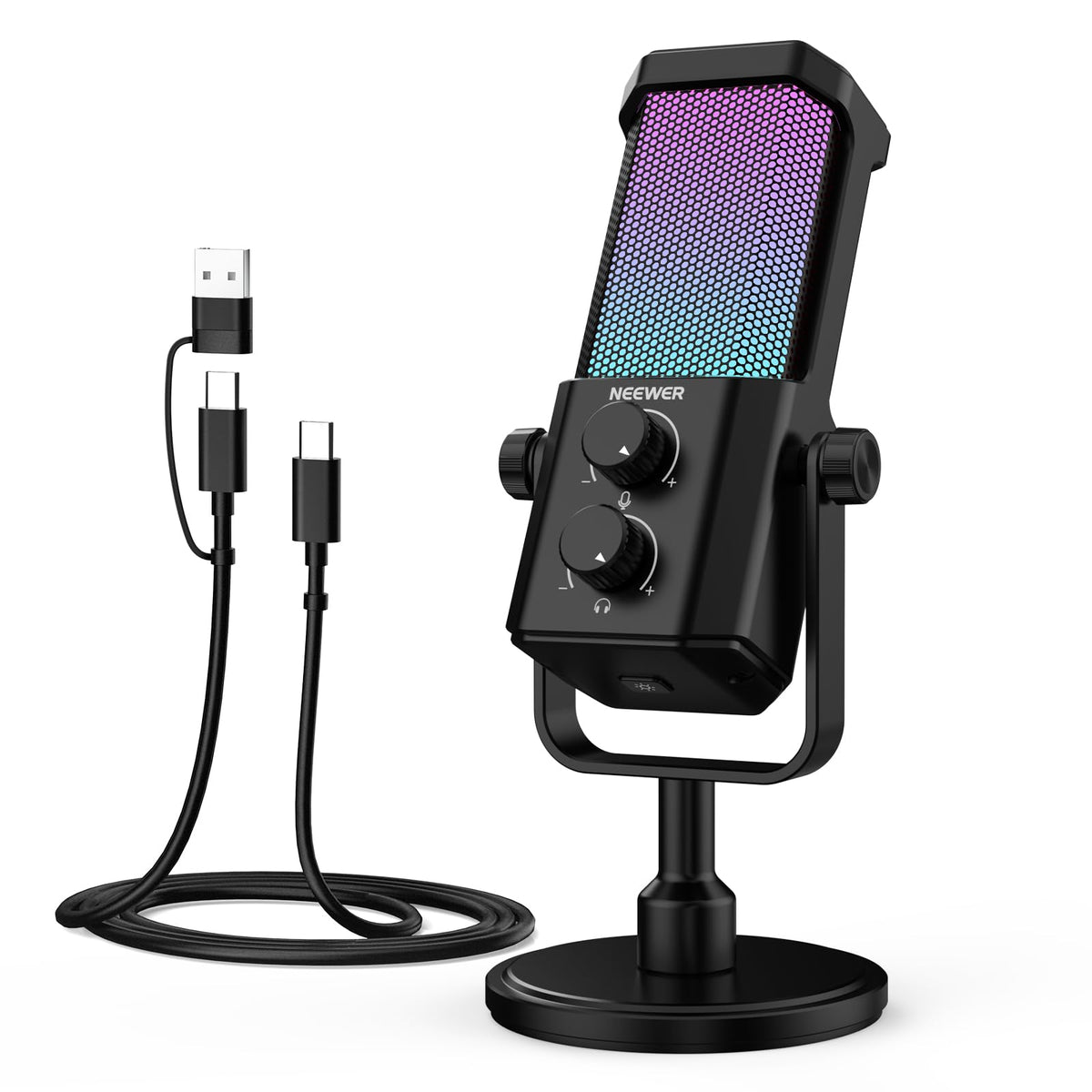 Micrófono USB Cardioide RGB NEEWER para Podcasting