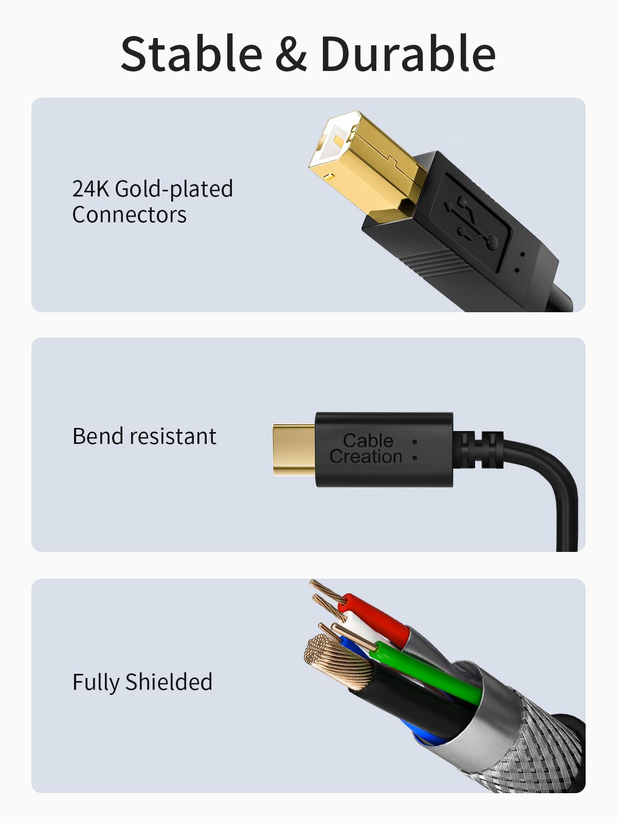 CableCreation Cable de impresora USB C 1 metro, cable de impresora USB C a B, cable de impresora de escáner a cable MIDI USB C para controlador MIDI de piano digital Yamaha Casio controlador de DJ