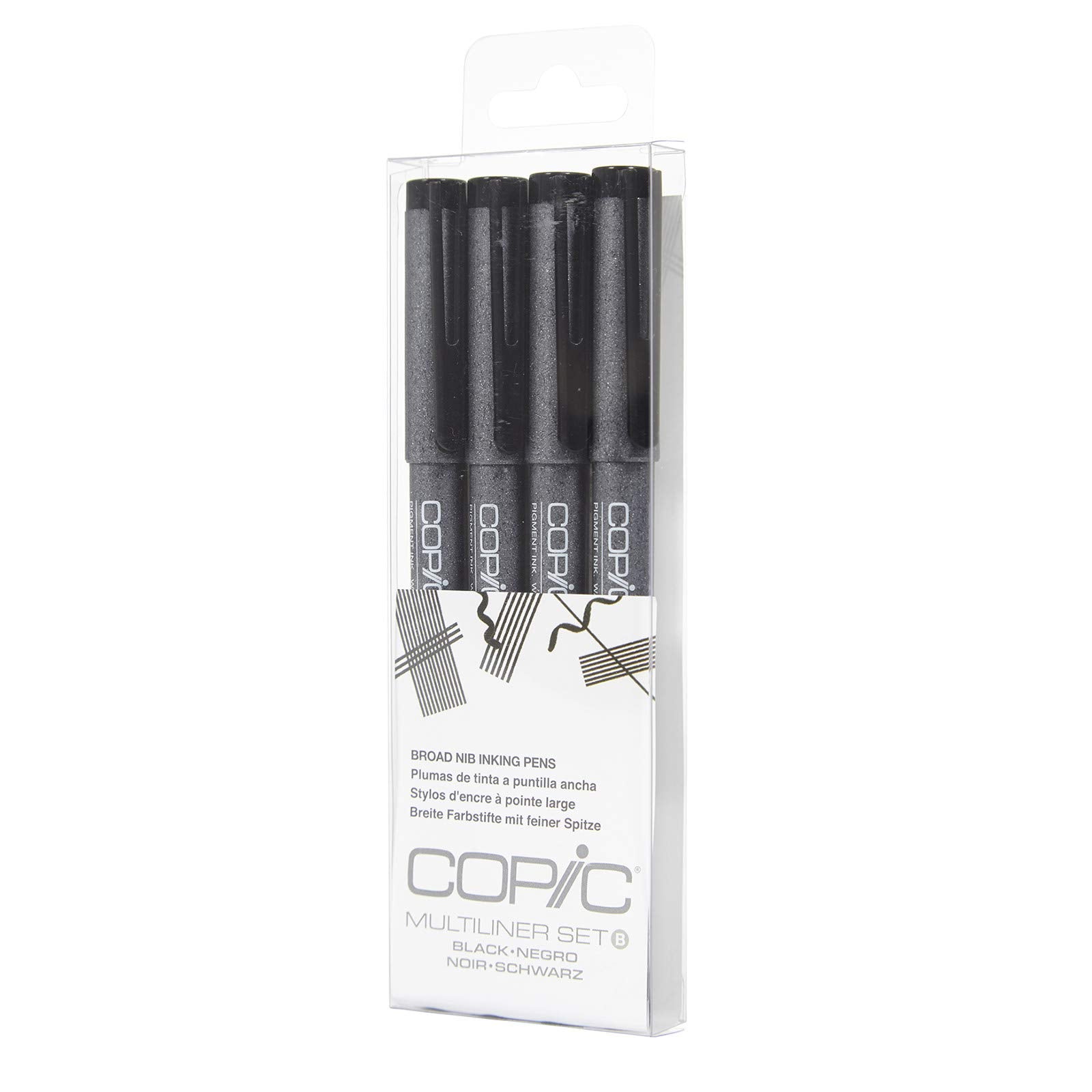 Copic markers MLBBROAD Multiliner - Tinta amplia a base de pigmentos, juego de 4 piezas