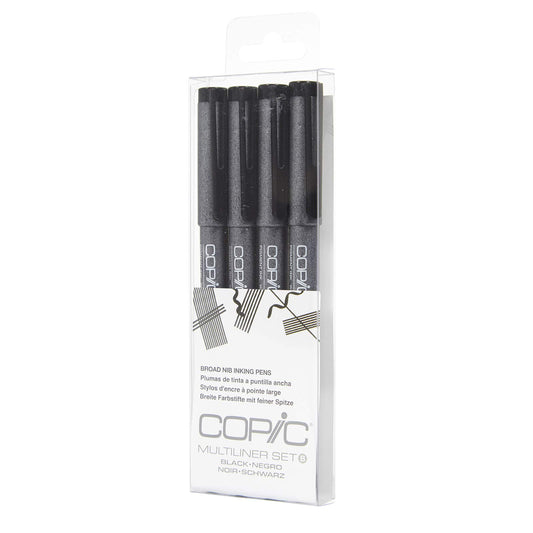 Copic markers MLBBROAD Multiliner - Tinta amplia a base de pigmentos, juego de 4 piezas