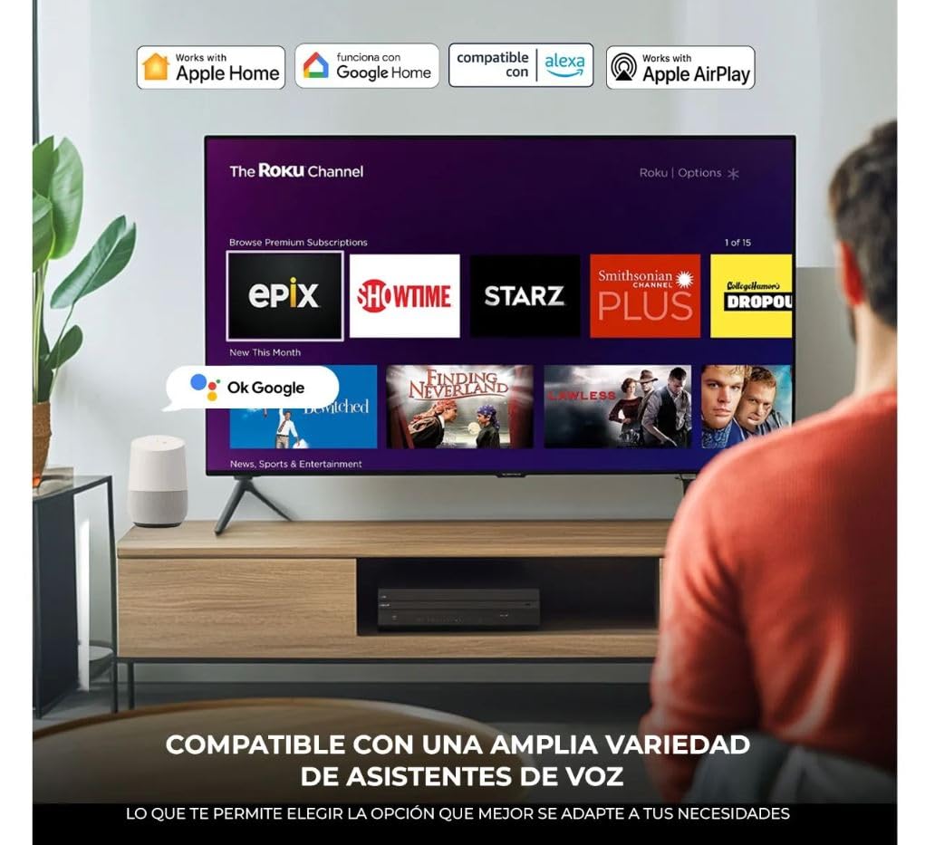 ONN Televisión de 24" Pulgadas Clase HD 720P Inteligente LED Compatible con Netflix, Youtube, Disney+, Apple TV y Funciona con Google Assistant | 100012590