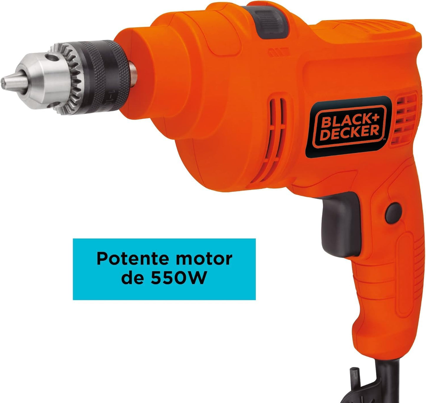 BLACK+DECKER Taladro Rotomartillo 3/8" (10mm), 550W, Incluye Caja de Herramientas, TP550K